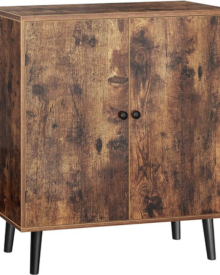 Buffet Cabinet with Storage, Storage Cabinet with 2 Doors, Rustic Brown Cabinet with Solid Wood Feet, Sideboard Cabinet Accent Cabinet, for Kitchen, Entryway, Living Room - LeafyLoom