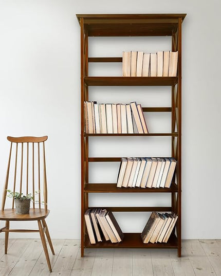 Casual Home Montego 5-Shelf Bookcase, Walnut (New) - LeafyLoom