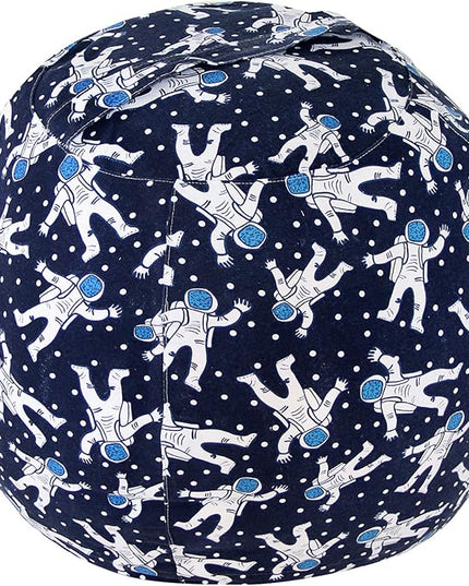 2 PCS Stuffed Animal Storage Bean Bag Chair Cover, Cotton Canvas Beanbag with Zipper for Organizing Kid's and Adults Room Blue Astronaut 24" - LeafyLoom