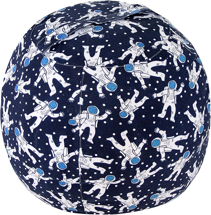 2 PCS Stuffed Animal Storage Bean Bag Chair Cover, Cotton Canvas Beanbag with Zipper for Organizing Kid's and Adults Room Blue Astronaut 24" - LeafyLoom