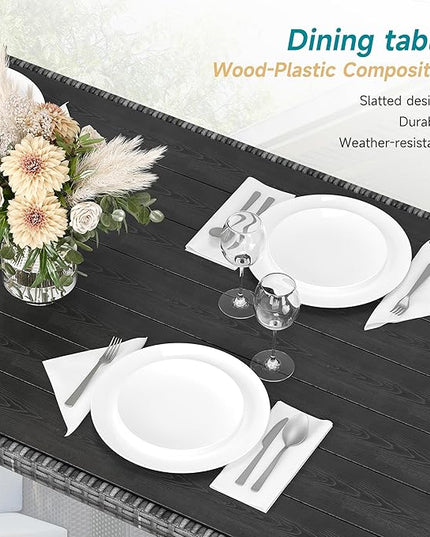 IDEALHOUSE 7 Pieces Outdoor Dining Set,Patio Sectional Sofa Conversation Set All Weather Wicker Rattan Couch Dining Table & Chair with Ottoman Grey - LeafyLoom