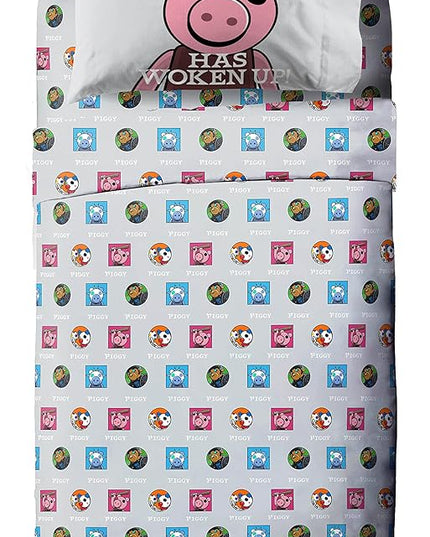 Jay Franco Piggy Join US 5 Piece Twin Size Bed Set - includes Comforter & Sheet Set - Super Soft Fade Resistant Polyester (Official Piggy Product) - LeafyLoom