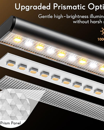 Quntis Desk Lamp for Home Office, 30.7'' Double Head Architect Desk Light with Clamp, 24W Bright 25 Lighting Modes Eye Care No Glare, Adjustable Gooseneck Task Lamp Workbench Reading Study, Gray - LeafyLoom