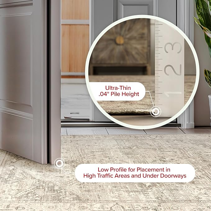 nuLOOM 2x6 Machine Washable Rain Haven Vintage Medallion Area Rug, Grey, Traditional Faded Design, Non-Slip Backing, Stain Resistant, For Bedroom, Dining Room, Living Room, Kitchen - LeafyLoom