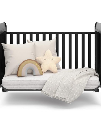 Storkcraft Maxwell Convertible Crib (Black) – GREENGUARD Gold Certified, Converts to Toddler Bed and Daybed, Fits Standard Full-Size Crib Mattress, Classic Crib with Traditional Sleigh Design - LeafyLoom
