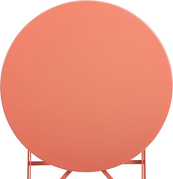 Crosley Furniture CF7390-CO Karlee Retro Metal Indoor/Outdoor 3-Piece Bistro Set with Table and 2 Chairs, Coral - LeafyLoom