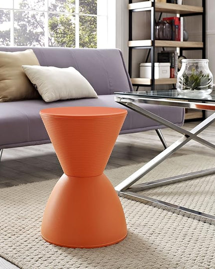 Modway Haste Contemporary Modern Hourglass Accent Stool in Orange - LeafyLoom