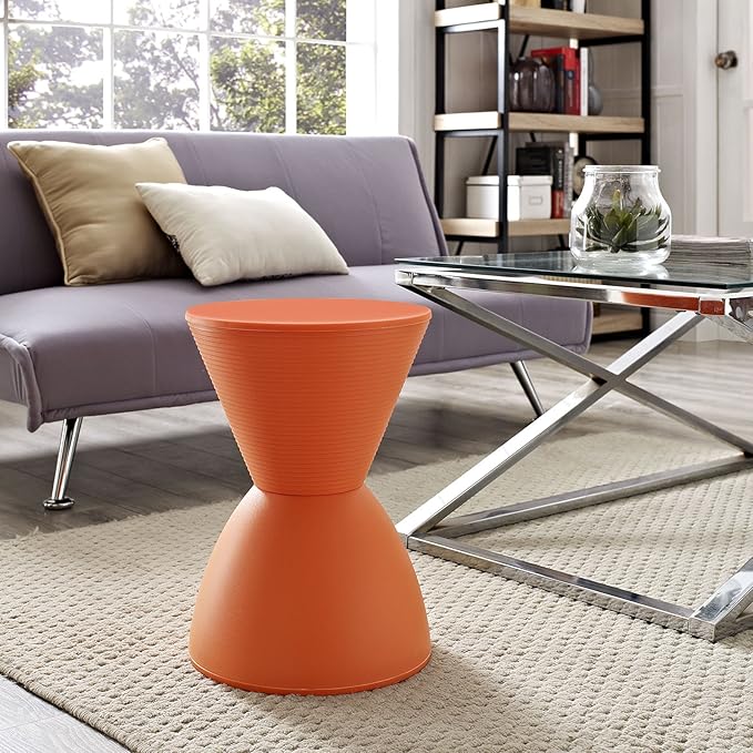 Modway Haste Contemporary Modern Hourglass Accent Stool in Orange - LeafyLoom