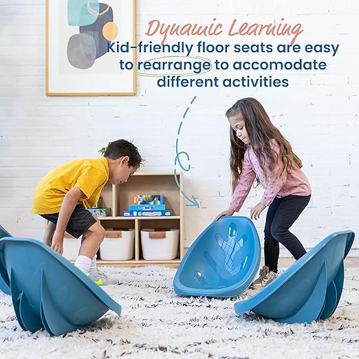 ECR4Kids Leaf Floor Seat, Rocker Chair, Peacock Blue, 6-Piece - LeafyLoom