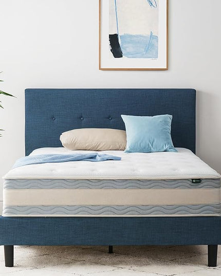 Zinus 10 Inch Comfort Support Hybrid Mattress [New Version], Queen, Fiberglass Free, Medium Plush, Motion Isolation, Certified Safe Foams & Fabric, Mattress in A Box - LeafyLoom