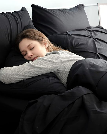 Bedsure Full Size Comforter Sets - Bedding Sets Full 7 Pieces, Bed in a Bag Black Bed Sets with Comforter, Sheets, Pillowcases & Shams, Adult & Kids Bedding - LeafyLoom