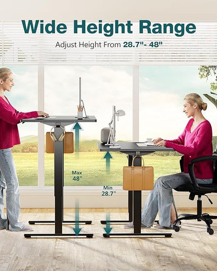 SMUG Standing Desk, Adjustable Height Electric Sit Stand Up Down Computer Table, 63x24 Inch Ergonomic Rising Desks for Work Office Home, Modern Lift Motorized Gaming Desktop Workstation, Black - LeafyLoom