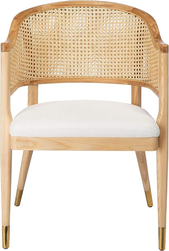 Safavieh Couture Home Collection Rogue Natural Rattan Living Room Dining Accent Chair (Fully Assembled) SFV4106B - LeafyLoom