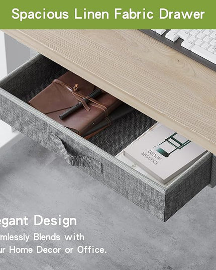 Radlove Dual Motors Height Adjustable 63 x 30'' Electric Standing Desk with Drawer Stand Up Table 4 Memory Keys, Computer Desk with Splice Board Home Office Desk, Oak Top + White Frame - LeafyLoom