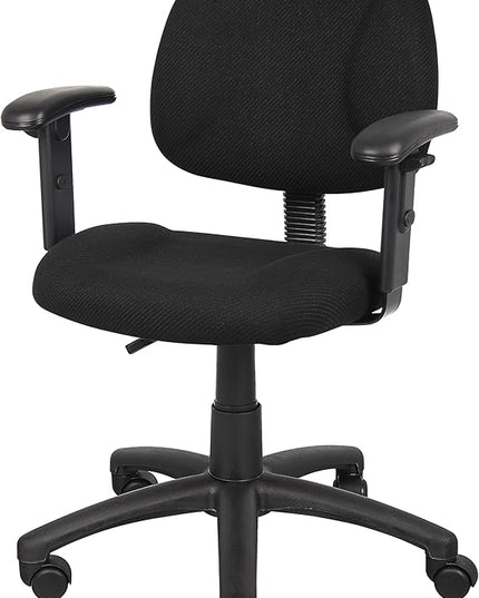 Boss Office Products Perfect Posture Delux Fabric Task Chair with Adjustable Arms in Black - LeafyLoom