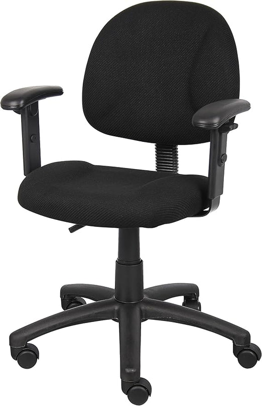 Boss Office Products Perfect Posture Delux Fabric Task Chair with Adjustable Arms in Black - LeafyLoom