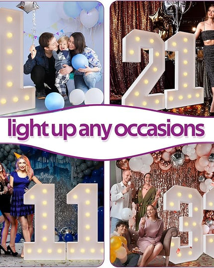 Rielmox Marquee Light Up Number 70, 4FT Large Birthday Decorations Party Decor White Anniversary Decoration w/Warm Lights for Boys Girls Kids Teens Adults - LeafyLoom