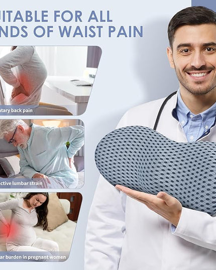 Lumbar Support Pillow, Memory Foam Back Support Pillow for Office Chair, Car Seat, Gaming Chair, Recliner and Bed, Neo Cushion for Low Back Pain Relief (Mesh, Gray) - LeafyLoom