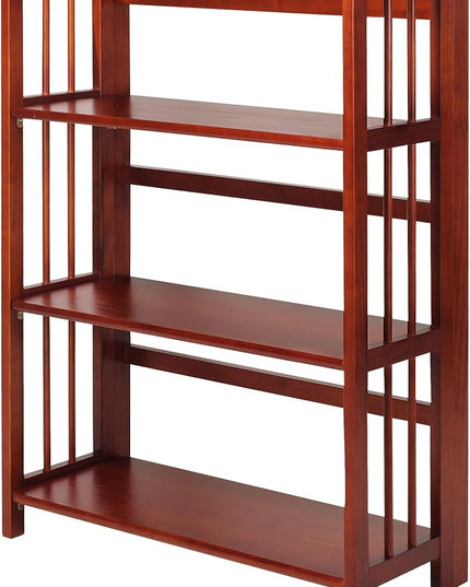Casual Home 3-Shelf 27.5" Wide Folding Stackable Bookcase, Mahogany (New) - LeafyLoom