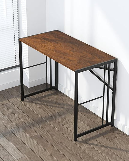 Folding Computer Desk 40 inch Writing Gaming Computer Camping Desk, No Assembly Required Home Office Table, Mahogany - LeafyLoom