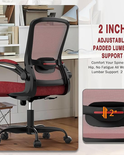 Office Chair, Ergonomic Desk Chair with Adjustable Lumbar Support, High Back Mesh Computer Chair with Flip-up Armrests-BIFMA Passed Task Chairs, Executive Chair for Home Office - LeafyLoom
