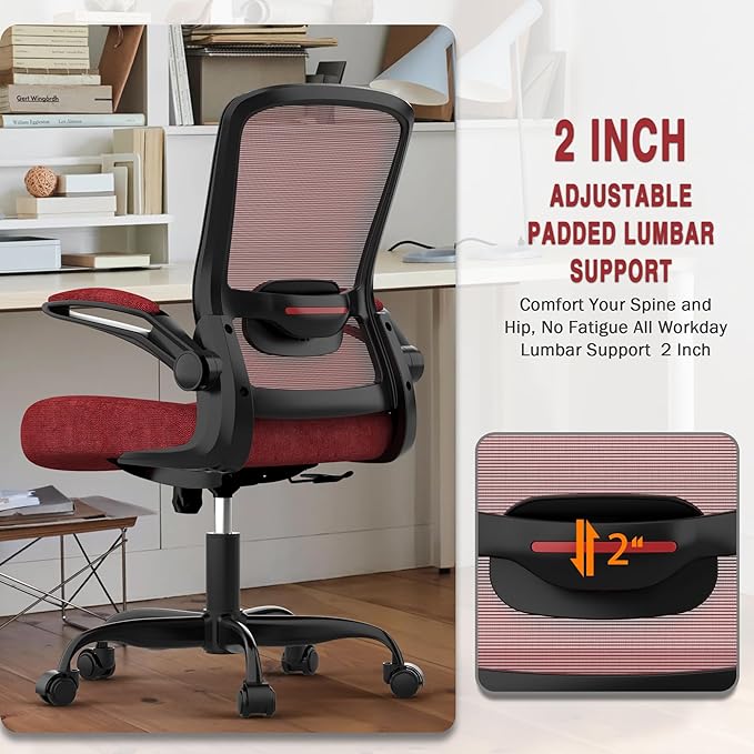 Office Chair, Ergonomic Desk Chair with Adjustable Lumbar Support, High Back Mesh Computer Chair with Flip-up Armrests-BIFMA Passed Task Chairs, Executive Chair for Home Office - LeafyLoom