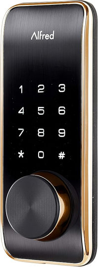 Alfred DB2-B Smart Door Lock Deadbolt Touchscreen Keypad, Pin Code + Key Entry + Bluetooth, Up to 20 Pin Codes (Gold) ALFRED