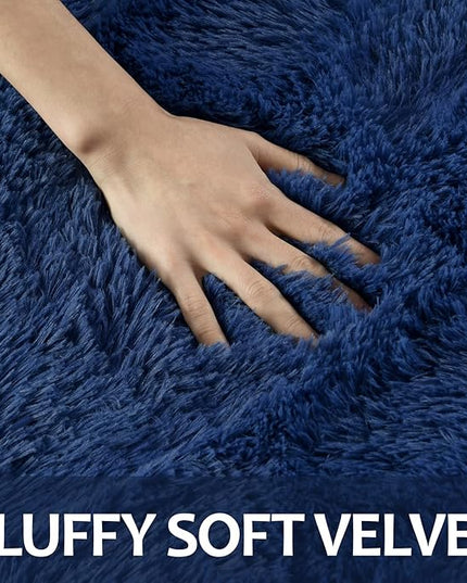 6x9 Large Area Rugs for Living Room, Super Soft Fluffy Modern Bedroom Rug, Navy Blue Indoor Shag Fuzzy Carpets for Girls Kids Nursery Room Home Decor - LeafyLoom