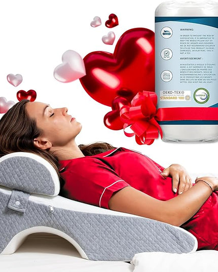 Bed Wedge Pillow 7.5 inch | Memory Foam Wedge Pillow for Sleeping | Triangle Pillow Wedge | Acid Reflux Pillow | Post-Surgery Support Cushion | Back, Head, Knee, Elbow Support | Pregnancy Pillow - LeafyLoom