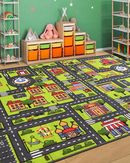 Zareas 3x5 Feet Kids Area Rug Play mat Car Rug for Playroom, Children Educational City Traffic Road Map Fun Car Carpet, Car Rug for Boys Bedroom, Upgrade Anti-Skid Rectangular for Kids Rugs, 60''x36'' - LeafyLoom