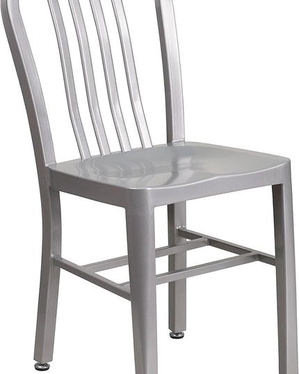 Flash Furniture Commercial Grade Blue Metal Indoor-Outdoor Chair - LeafyLoom