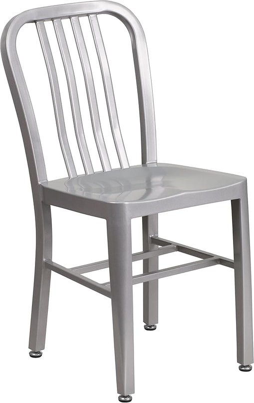 Flash Furniture Commercial Grade Green Metal Indoor-Outdoor Chair - LeafyLoom