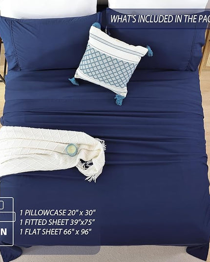 Twin Sheet Set - 3 Piece Soft Breathable Bed Sheets for Twin Size Bed, Extra Deep Pocket Lxuury Brushed Sheets, Cooling Hotel Bedding Sheets and Pillowcases, Wrinkle Free Oeko-Tex Sheets - LeafyLoom