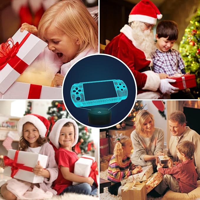 Attivolife Gameped 3D Illusion Lamp, handheld Game Console Night Light with Remote Control + Timer 16 Color Change Lamps Kids Gamer Room Decor Plug in Cool Festival Birthday Gifts for Boys Men Child - LeafyLoom