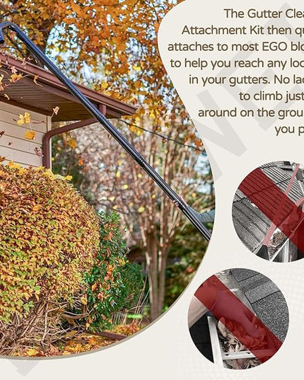 Gutter Cleaning Attachment Replaces AGC1000 Cleaning Kit & Mounting Bracket Kit for EGO 530CFM 580CFM 575CFM 650CFM 615CFM LBX6000, W/Battery Holders - Easily Clear Leaves And Debris From Gutters - LeafyLoom