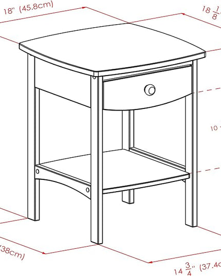 Winsome Basics Solid Wood End Table Nightstand - LeafyLoom