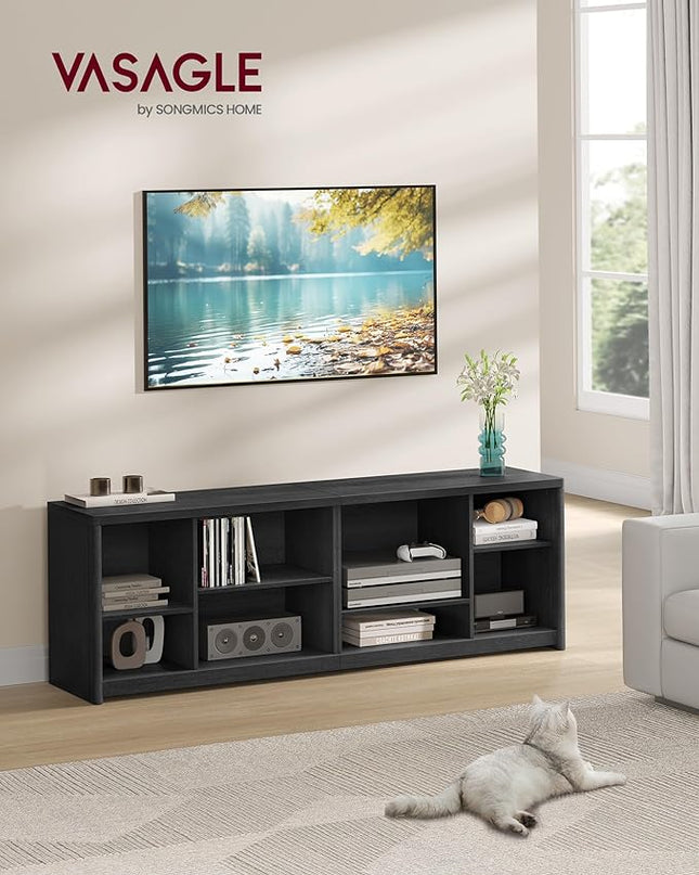 VASAGLE TV Stand for TVs up to 75 Inches, Entertainment Center with Storage Shelves, TV Console Table, Easy to Assemble, TV Cabinet for Living Room, Bedroom, Ash Black ULTV112B01 - LeafyLoom