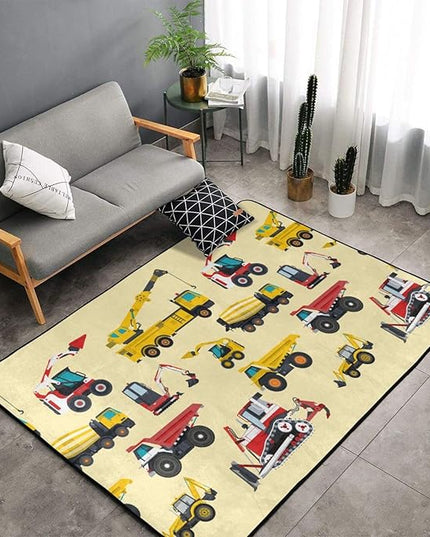 Tractor Truck Rug 60x39 inch Construction Car Play Room Boy Bedroom-Cartoon Construction Truck Tractor - LeafyLoom