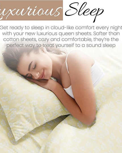 Linen Market 4 Piece Twin Bedding Sheet Set (Wheatfield Ivory) - Sleep Better Than Ever with These Ultra-Soft & Cooling Bed Sheets for Your Twin Size Bed - Deep Pocket Fits 16" Mattress - LeafyLoom