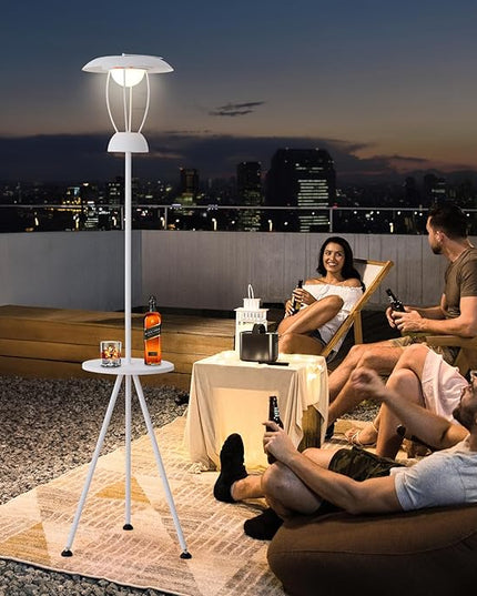Outdoor Floor Lamp is Solar Powered, Equipped with Three Level Dimming Outdool Solar Lamp, and a Windproof Outdoor Floor Lamp with a Table, Suitable for Terraces, Decks, and Outdoor Spaces - LeafyLoom
