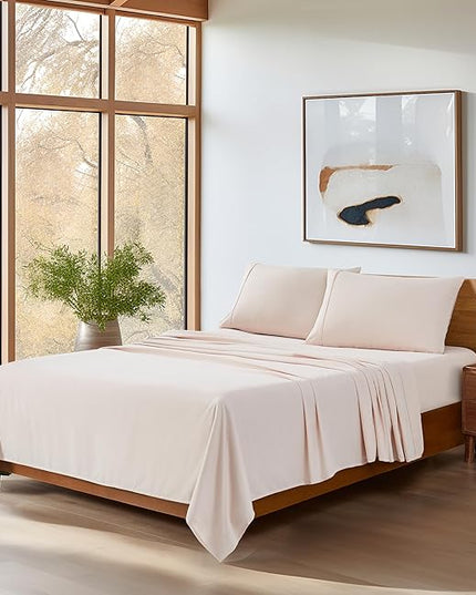 UGG 13593 Alahna Cal King Bed Sheets and Pillowcases 4-Piece Set Luxury Machine Washable Deep Pockets Wrinkle-Resistant Breathable Cozy Comfort Silky Cooling Sheets, California King, Shell - LeafyLoom
