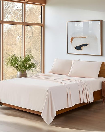 UGG 01335 Alahna King Bed Sheets and Pillowcases 4-Piece Set Sleep in Luxury Machine Washable Deep Pockets Wrinkle-Resistant Breathable Cozy Comfort Silky Cooling Sheets, King, Shell - LeafyLoom