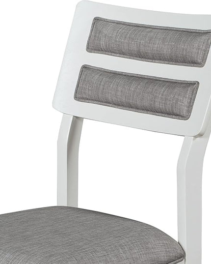6-Piece, Classic and Traditional Solid Wood Dining Table Set with 4 Upholstered Chairs & Bench for Kitchen and Living Room, Elegant White and Gray Finish, Onesize - LeafyLoom