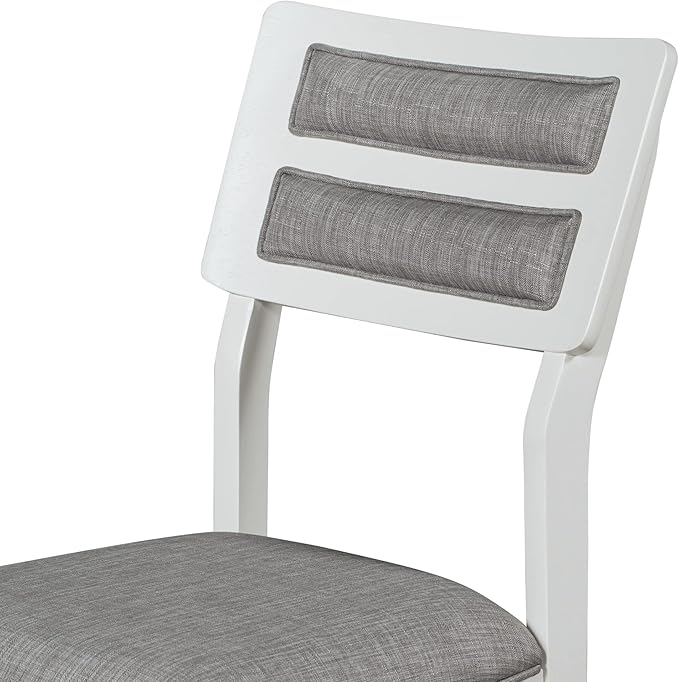 6-Piece, Classic and Traditional Solid Wood Dining Table Set with 4 Upholstered Chairs & Bench for Kitchen and Living Room, Elegant White and Gray Finish, Onesize - LeafyLoom