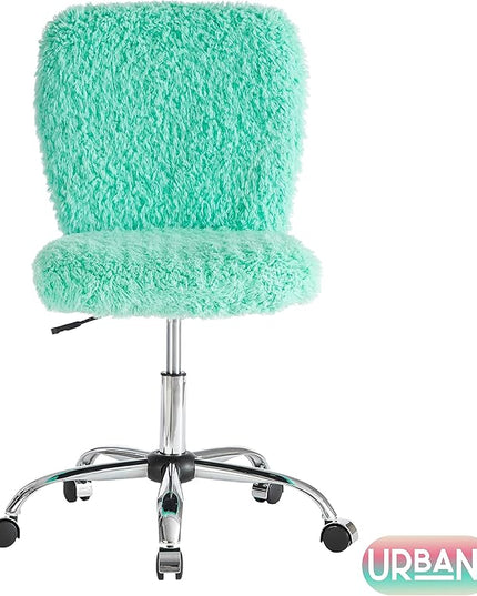 Faux Fur Rolling Task Chair, Mint - LeafyLoom