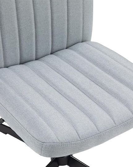 Panana Office Chair Fabric Padded Seat Armless Desk Chair Swivel Computer Task Chair Mid-Back No Wheels Accent Chair (Grey) - LeafyLoom