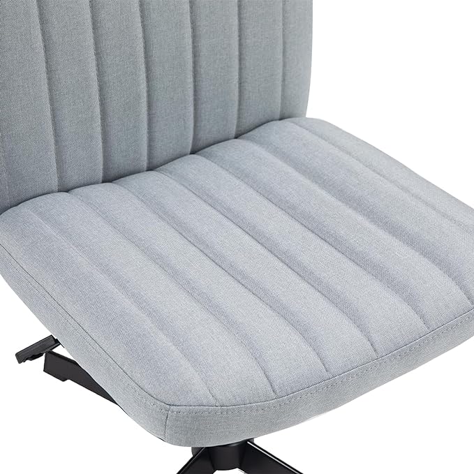 Panana Office Chair Fabric Padded Seat Armless Desk Chair Swivel Computer Task Chair Mid-Back No Wheels Accent Chair (Grey) - LeafyLoom