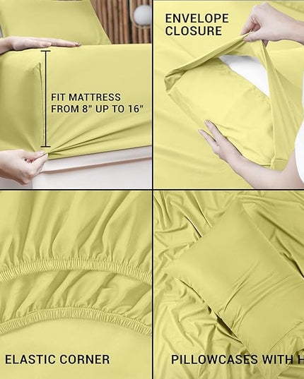 Utopia Bedding Twin Bed Sheets Set - 3 Piece Bedding - Brushed Microfiber - Shrinkage and Fade Resistant - Easy Care (Twin, Yellow) - LeafyLoom