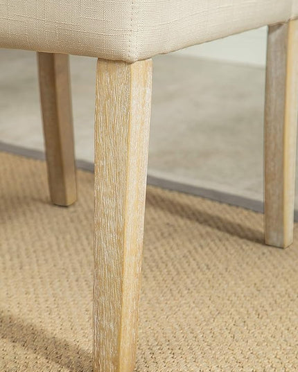 Roundhill Furniture Habit Solid Wood Tufted Parsons Dining Chair (Set of 2), Tan - LeafyLoom