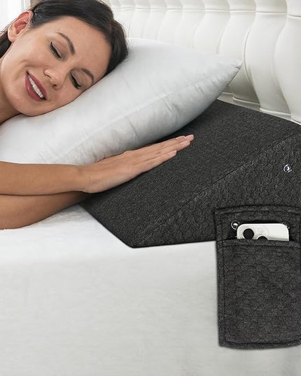 Bed Wedge Pillow Gap Filler Queen (60”x10”x6”) Pillow Wedge for Headboard Gap Mattress Wall Wedge Gap Filler for Close Gap (0-8") between Your Headboard or Bed Crack Pillow (Gray) - LeafyLoom